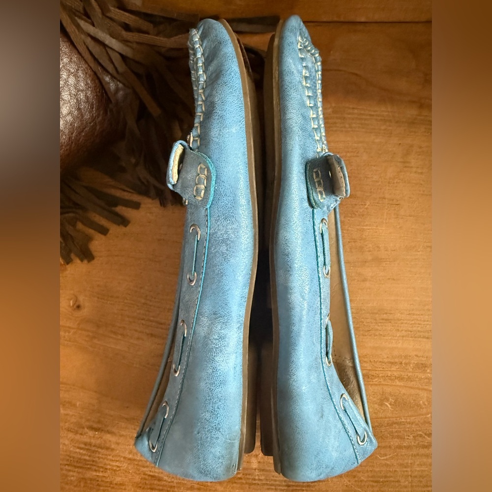 Natures Breeze Blue Loafers With Rhinestone Buckles Size 9 - Picture 3 of 7